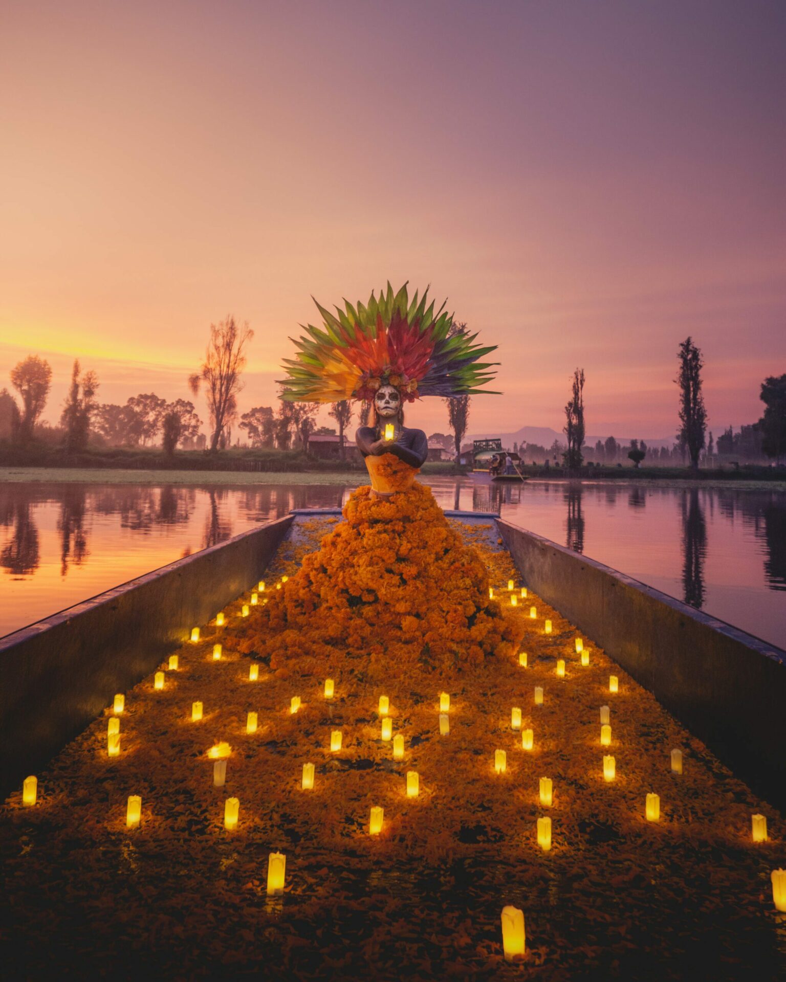Catrina with cempasuchil flower dress