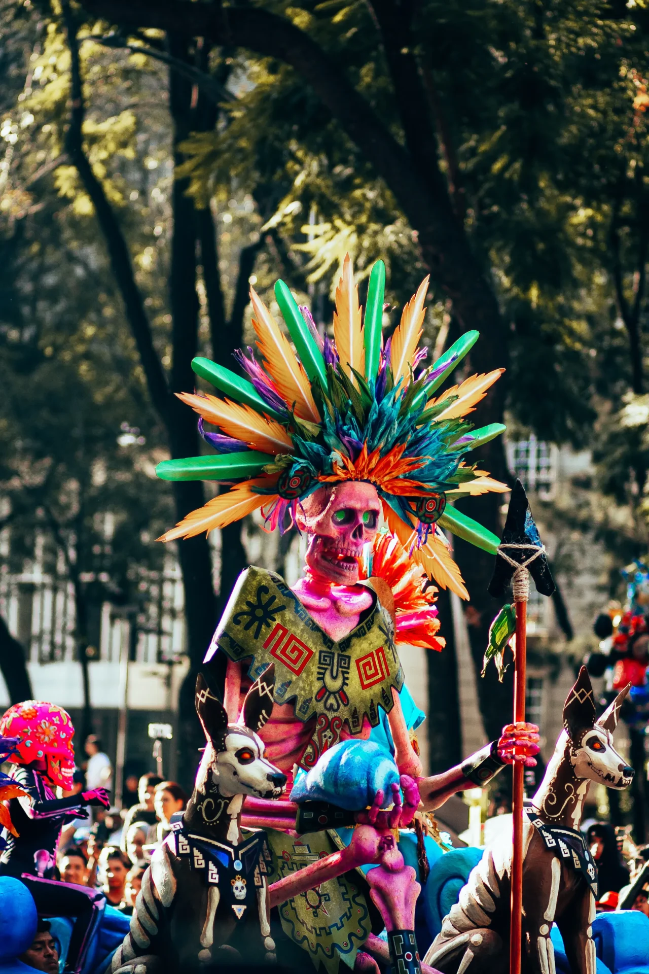 Día de Muertos performer photographed during a celebration in Mexico City