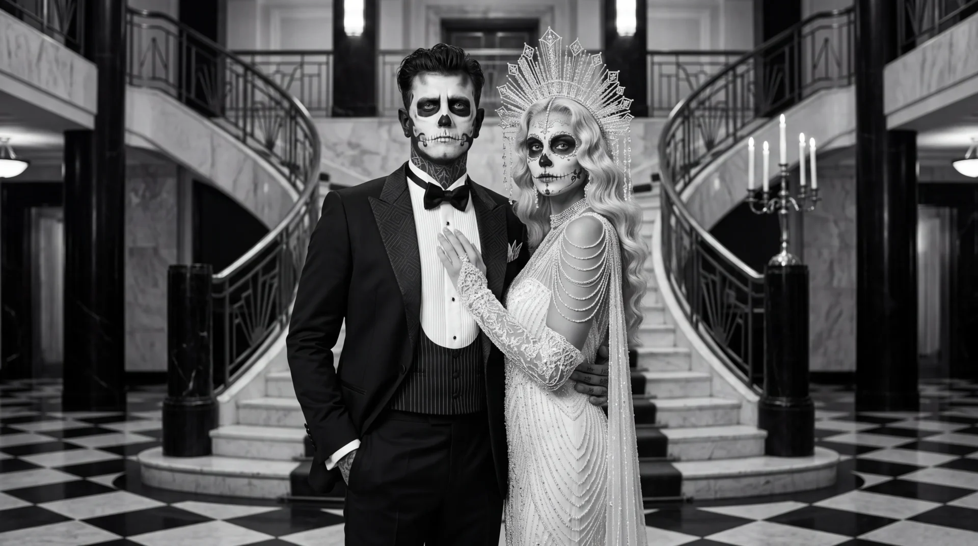 Black and white portrait of Oliver and July